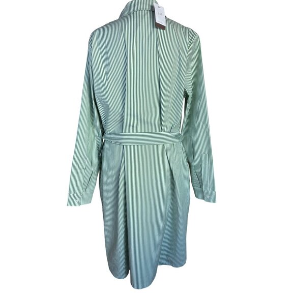 J Jill Wearever Collection Green & White Striped Button-Up Shirt Dress Belt NWT - Picture 7 of 10